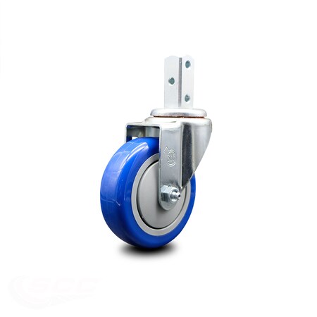 Service Caster 4 Inch Blue Polyurethane Wheel Swivel 3/4 Inch Square Stem Caster SCC SCC-SQ20S414-PPUB-BLUE-34